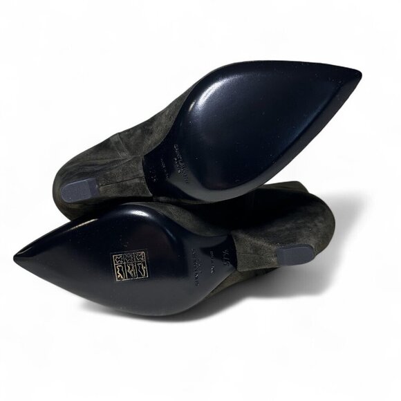 Saint Laurent Women's Liz 85 Luxor Suede Booties Sabble Brown EU 37.5 NIB - Picture 11 of 16